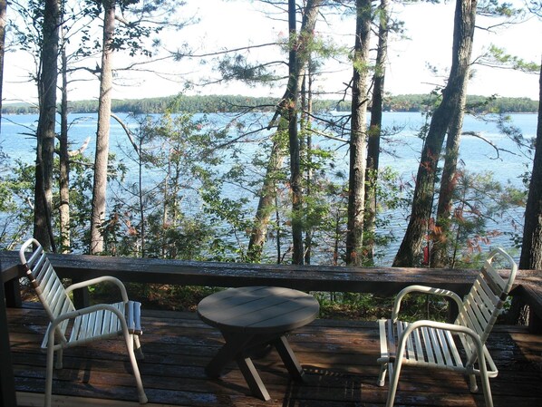 View of lake from patio door