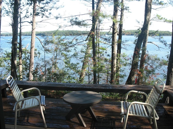 View of lake from patio door