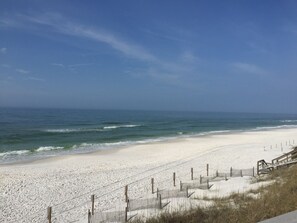 view from top of stairs of beach access.