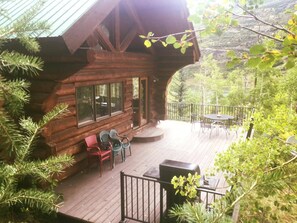 Plenty of room on the deck, and lots of seating for bbq and taking in the view.