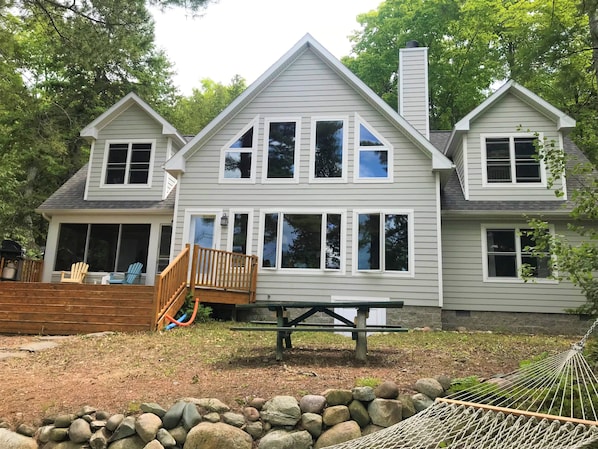 Lakeside view of the cottage