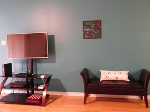 Entertainment center and extra living room seating