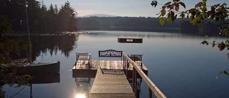 View of Sargent and Cadillac Mountains from our old dock (since replaced)