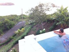 Overlooking paradise with bananas and coconut palms