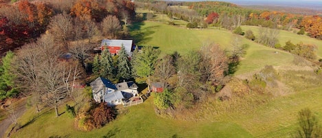 Aerial view of the farm