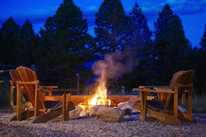 The fire pit between the main house and the guest house, is our favorite spot!