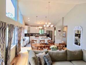 Upper level of house, open floor plan, with stunning lake views