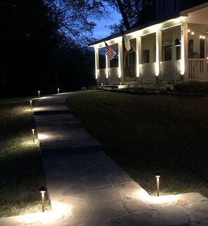 ...and with night lighting to warmly greet you after an evening in town
