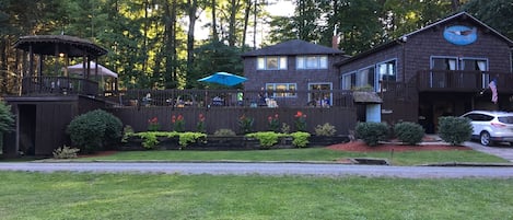 View of Eagles Nest from Pine Creek. Stairs are required to get into the house.