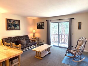 Living Room with Sliders to Deck