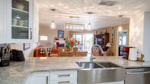 Fully remodeled kitchen, opens to dining & Living room area.