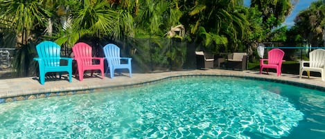 Heated Pool with Sun Ledge and Tiki Bar
