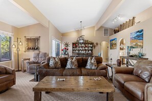 Cozy furniture for napping and watching football on the big screen