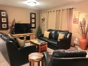 Living room with comfortable sofa bed