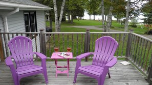 Raised decking looking onto Lake Huron