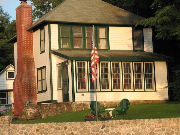 The front of the main house as seen from the pier. The bunkhouse is in the back