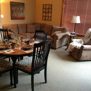 Living room and dining area
