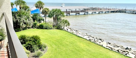 View from the Ocean Side Lanai— St.Simons Island Pier & Village Steps Away



