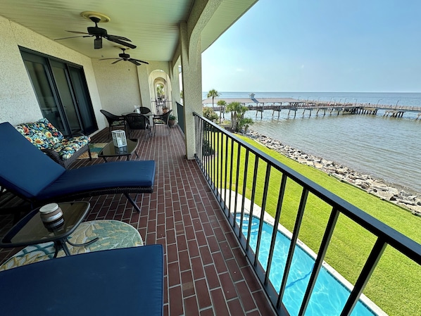 Pier Pointe 303 is one of 2 units in this complex with a full size balcony.