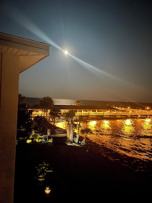 View of Pier from the condo lanai on a moonlit Night