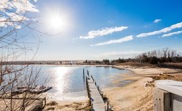 View from deck to private dock