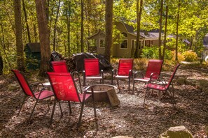 Fire Pit in woods, with free firewood!