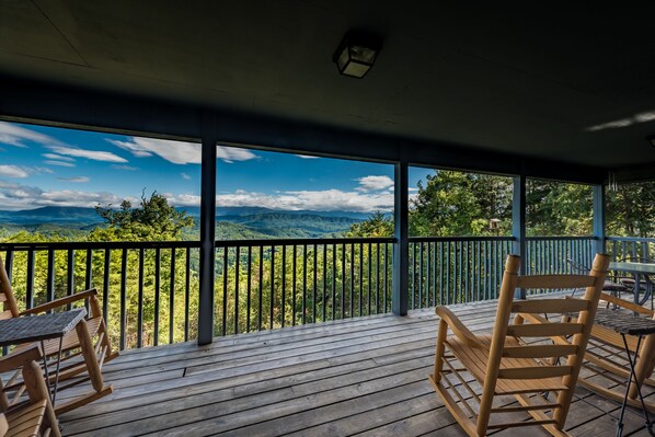 Enjoy the every changing spectacular view from the oversized back porch 