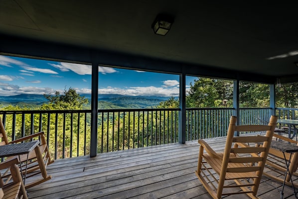 Enjoy the every changing spectacular view from the oversized back porch 