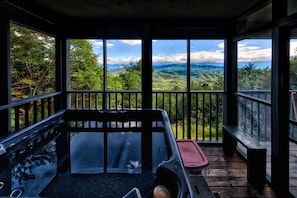 Fantastic views while relaxing in the hot tub on the back porch.