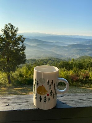 Coffee on the back porch while enjoying the morning.
