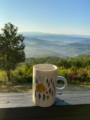 Coffee on the back porch while enjoying the morning.
