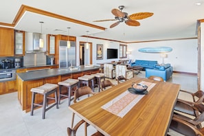spacious dining area and kitchen