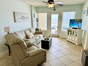 Beautiful condo with smart TV in living room and great views through the balcony