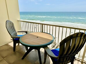 Balcony chairs and table perfect for a couple to enjoy the sun!