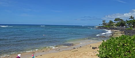 Lawai beach - excellent snorkeling one minute walk from the condo