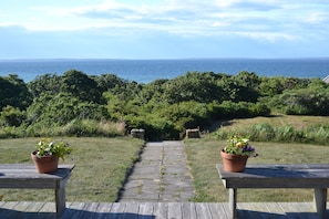 View from deck; path to private beach