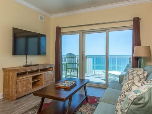 Kick back and relax in our brand new, professionally decorated living room