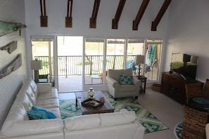 great views from the large leather sectional