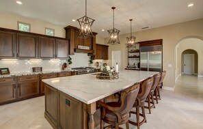 Master Chef’s kitchen w/ professional grade appliances and large center island