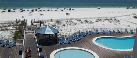 A look at 2 of the 3 beautiful beach front pools.