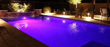 Relax by the pool at night