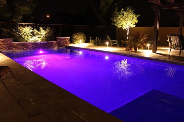 Relax by the pool at night