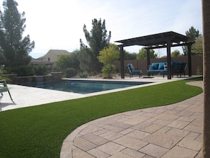 Large, relaxing, private backyard.  You may never leave !!!!!!