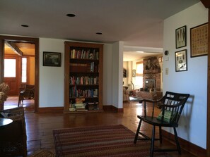 View through center of house with wood-burning fireplace (wood supplied).