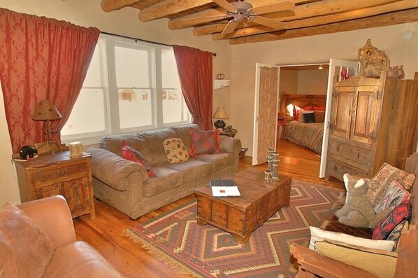 Large den with queen size pull out sofa