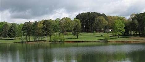 view from the dock of chatuge shores golf course across the cove