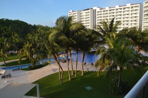 view from balcony looking back toward pool#2 and pool#3 - both heated