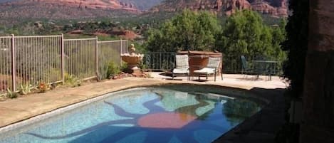 View from the backyard pool - solar heated