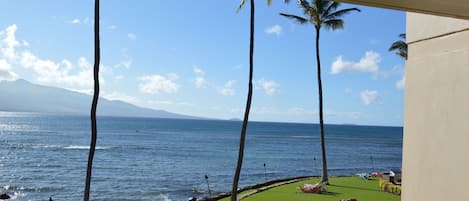 VIEW FROM DECK OF MAALAEA BAY AND MOUNTAIN (HALEAKALA)