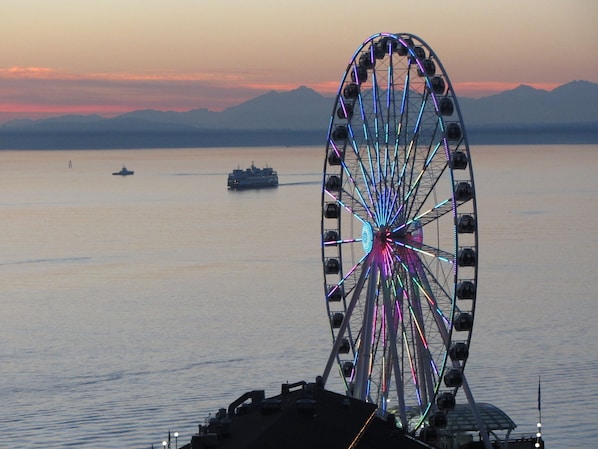 Gorgeous sunset with ferry